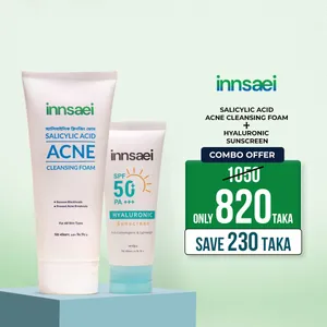 Innsaei Salicylic Acid Acne Solution Cleansing Foam 150ml and Innsaei Hyaluronic Sunscreen 50ml